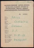 1948 Beutazási engedély a francia-német köztes zónába, ritka