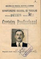 1933 Magyar személy részére kiállított fényképes brazil munkakönyv