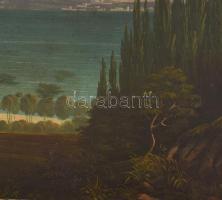 Jelzés nélkül: Toszkán táj. Olaj, rézlemez. Apró sérüléssel. Keretben 35x45 cm