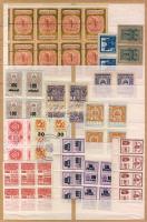 1914-1965 Magyar okmánybélyegek klf kisebb összefüggésekben, össz. 52db okmánybélyeg berakólapon