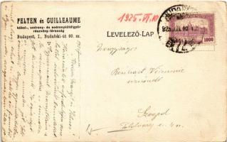 1925 Felten és Guilleaume kábel-, sodrony- és sodronykötélgyár részvény társaság reklámja. Budapest,...