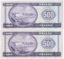 1990. 500Ft (2x) sorszámkövetők "E 855 043737 - E 855 043738" T:UNC kissé hullámos papír
...