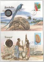 5db-os érmés boríték tétel, mind különféle és német nyelvű tájékoztatóval, benne: Ciprus, Lesotho, S...