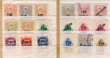 1945-1946 Adópengő felülnyomott illetékbélyegek, 18db klf