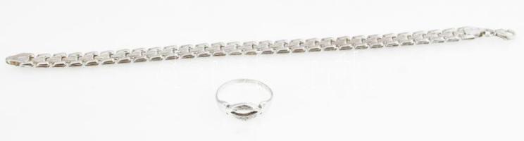 Ezüst(Ag) gyűrű és karkötő, jelzett, nettó: 7 g