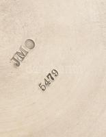 VIrágos fajansz dísztál. XIX. sz. vége. JMO jelzéssel, formaszámmal. Kopott festérrel d: 36 cm