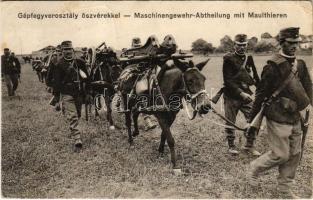 Gépfegyverosztály öszvérekkel / K.u.k. Maschinengewehr-Abteilung mit Maulthieren / Austro-Hungarian military machine gun soldiers with donkeys (Rb)