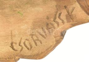 Csorvássy István (1912-1986): Székely férfi. Faragott fal, akasztható, jelzett, kis kopással, m: 15,...