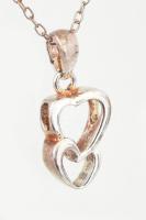 Ezüst(Ag) nyaklánc szívecskés medállal, jelzett, h: 42 cm, nettó: 2 g