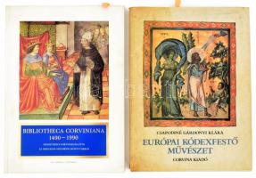 Csapodiné Gárdonyi Klára 2 műve, a szerző, Csapodiné Gárdonyi Klára (1911-1993) irodalomtörténész, kodikológus által DEDIKÁLT példányok:   Európai kódexfestő művészet. Bp.,1981, Corvina. Kiadói kartonált papírkötés, kiadói szakadt papír védőborítóban.;  Csapodi Csaba - Csapodiné Gárdonyi Klára: Bibliotheca Corviniana. Nemzetközi Corvinakiállítás kiállítási katalógusa. Szerk:: Földesi Ferenc. Bp., 1990, Országos Széchényi Könyvtár. Kiadói papírkötés, jó állapotban.;   Benne Csapodiné Gárdonyi Klára "Könyv- és könyvtári kultúra Magyarországon a XIV. és a XV. században" doktori tézisei és a doktori tézises összefoglalójának meghívója.