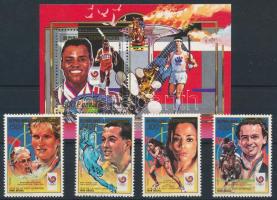 1989 A szöuli olimpia érmesei sor + blokk Mi 1355-1358 + Mi 454