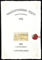 1996 "Millecentenárium - Feszty", Jubileumi telefonkártya. Használatlan, limitált kiadású telefonkártya. Bontatlan, exkluzív, merített papíros, nemzetiszínű szalaggal és viaszpecséttel lezárt mappában.
