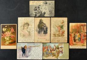 64 db 1905 előtti szép üdvözlőlap közte sok litho / 64 nice greeteng cards pre 1905 with lithos