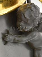 cca 1890-1900 J. P. Kayser & Son puttó figurális díszítményekkel nagy méretű bronz kaspó, jelzés...