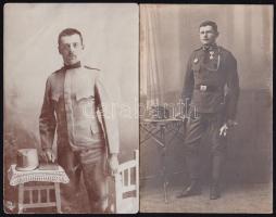 Katonaportrék, 2 db fotó, felületi sérülésekkel, 13×9 cm