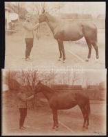 Katona lóval pózol, 2 db egyforma fotó, 9×1,3 cm