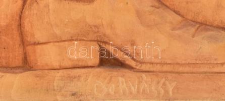 Csorvássy István (1912-1986): Tavasz Székelyföldön. Faragott fa falikép. Jelzéssel, kopással, 50x35 ...