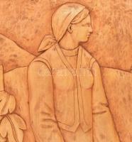 Csorvássy István (1912-1986): Ősz Székelyföldön. Faragott fa falikép. Jelzéssel, kopással, 50x35 cm