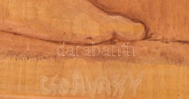 Csorvássy István (1912-1986): Ősz Székelyföldön. Faragott fa falikép. Jelzéssel, kopással, 50x35 cm