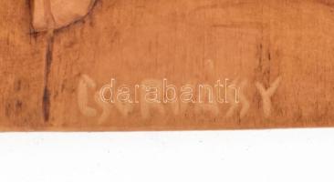 Csorvássy István (1912-1986): Székelyföldi mulatság. Faragott fa falikép. Jelzéssel, kopással, akasz...