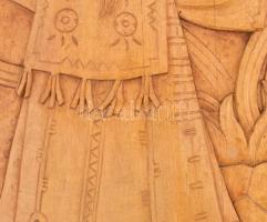 Csorvássy István (1912-1986): Imádkozó székely. Faragott fa falikép. Jelzéssel, kopással, 44x33 cm