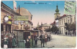 1915 Máramarossziget, Sighetu Marmatiei; Rákóczi út, Dohány és szivar, órás üzlet / street, tobacco and watch shop. TCV card (r)