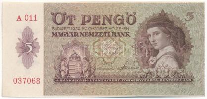 1939. 5P "A 011 037068" ívből kivágva, ívszéllel T:UNC Adamo P6