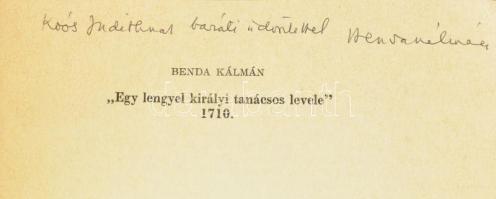 Benda Kálmán: "Egy lengyel királyi tanácsos levele" 1710. A szerző, Benda Kálmán (1913-199...