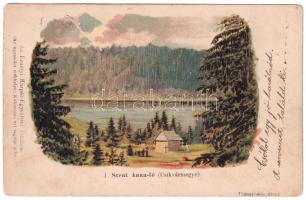 1899 (Vorläufer) Tusnádfürdő, Baile Tusnad; Szent Anna-tó (Csík vármegye). Erdélyi Kárpát Egyesület kiadása / Lacul Sfanta Ana / lake. Luszt Ármin (Budapest) litho (EK)