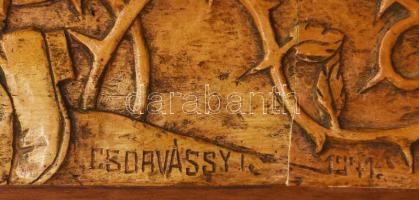 Csorvássy István (1912-1986): A székelyek története. Faragott fa, fa lapon. A neves erdélyi szobrász...