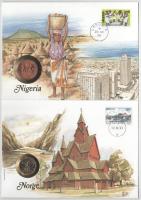 5db-os érmés boríték tétel, mind különféle és német nyelvű tájékoztatóval, benne: Zambia, Mianmar, L...