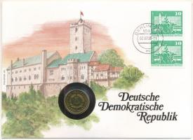 NDK 1981. 20pf Cu felbélyegzett borítékban, bélyegzéssel, német nyelvű tájékoztatóval T:UNC kis patina GDR 1981. 20 Pfennig Cu in envelope with stamp, cancellation and a prospectus in german C:UNC small patina