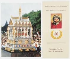 1990-2011-ig 2 DB emléklap (Szent Jobb története, valamint Gagarin napokra programleírás).