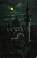 1926 Constanta, Constanza; Giamia Turceasca in timpul noptei / Turkish mosque at night (EK)