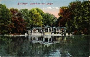 Bucharest, Bukarest, Bucuresti, Bucuresci; Vedere de pe Lacul Cismigiu / lake (EK)