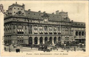 1907 Paris, Gare Saint-Lazare, Cour de Rome / railway station, autobus (EK)