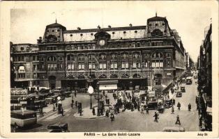 1937 Paris, La Gare Saint-Lazare / railway station, autobus, automobiles (b)