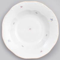 Zsolnay virágmintás mélytányér készlet, 6 db, narancssárga színezésű szegéllyel. Jelzéssel, matricás...