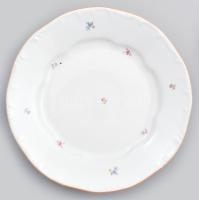 Zsolnay virágmintás nagytányér készlet, 6 db, narancssárga színezésű szegéllyel. Jelzéssel, matricás...