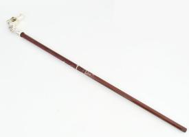 Olasz laminált ezüsttel bevont lófej figurális sétabot. Kopással, jelzéssel, h: 93 cm