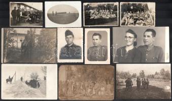 cca 1910-1945 Vegyes katonai fotó tétel, 6×9 és 9×13 cm közötti méretekben