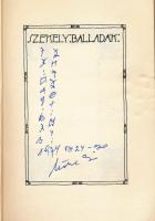 Kós Károly: Székely balladák. Bukarest, 1973, Kriterion Könyvkiadó, 41+(1) p. Kiadói papírkötés. Rov...
