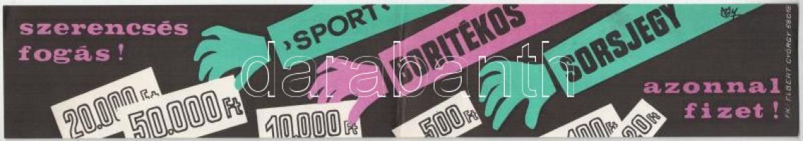 Macskássy János (1910-1993): Borítékos sorsjegy - Szerencsés fogás! kisplakát, hajtott, 7×39 cm