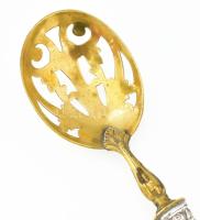 Ezüst (Ag) nyelű cukorszóró kanál, h: 16,5 cm, 38 g