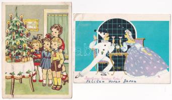 12 db MODERN lengyel retro grafikai üdvözlő képeslap vegyes minőségben / 12 modern Polish retro grap...