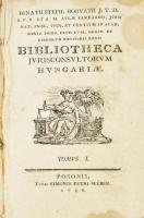 Horváth, Ignati[us] Stephan[us]: Bibliotheca jurisconsultorum Hungariae. 1. kötet. Posoni, 1786, Weber - Stahel - Krauss. 4 lev., 295 l.;. Korabeli, sérült papírkötésben, címlap kijár. Gróf Grassalkovics Antalnak szóló nyomtatott ajánlással