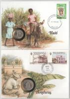 5db-os érmés boríték tétel, mind különféle és német nyelvű tájékoztatóval, benne: Afganisztán, Urugu...