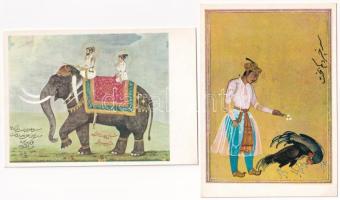 12 db MODERN indiai képeslap miniatűrökről, erotikusak is / 12 modern Hindu postcards of miniatures,...