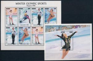 Winter olympics mini sheet set + block pair, Téli olimpiai játékok kisívsor + blokkpár