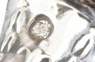 Ezüst (Ag) nyelű hússzervírozó kanál és villa, jelzéssel, h: 28 cm, bruttó: 120 g